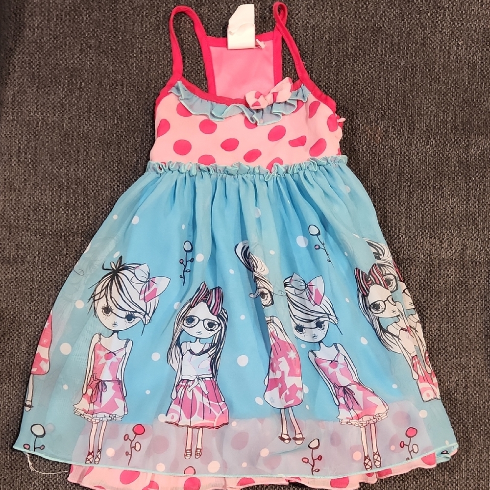 Cute Polka Dot and Cartoon Dress